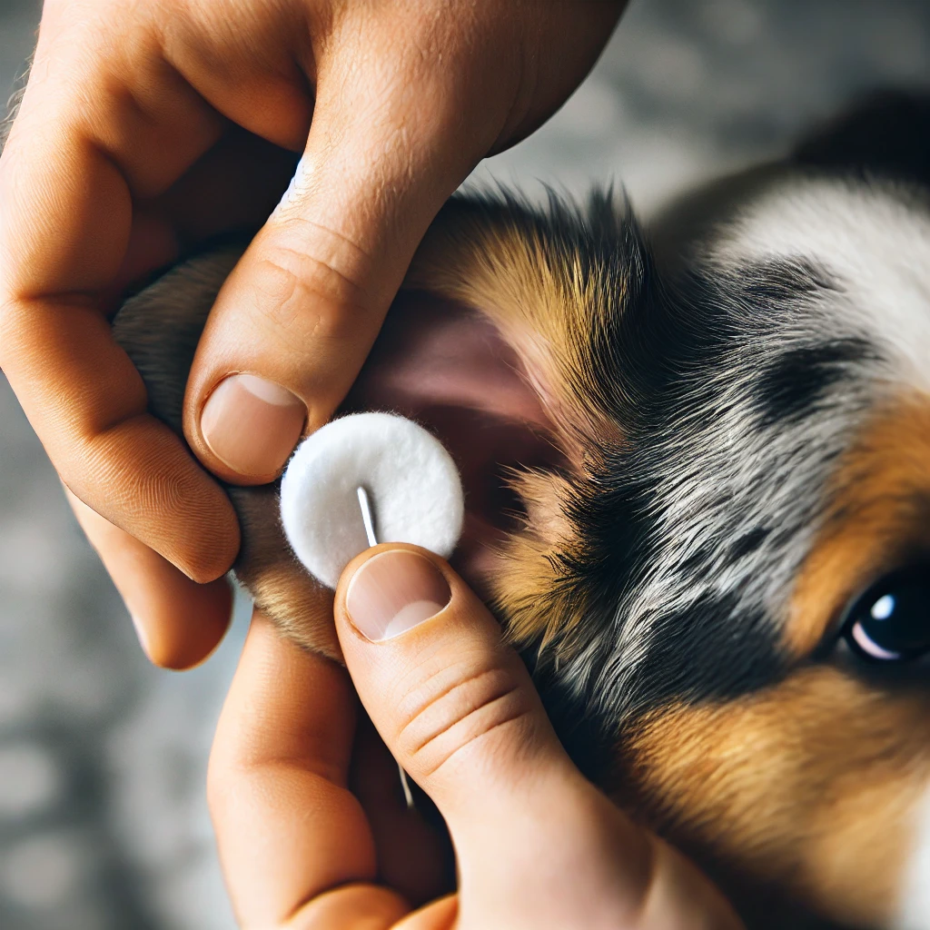 Using a nail grinder to safely trim a dog's nails at home, with a treat for positive reinforcement.Dog Grooming Tips